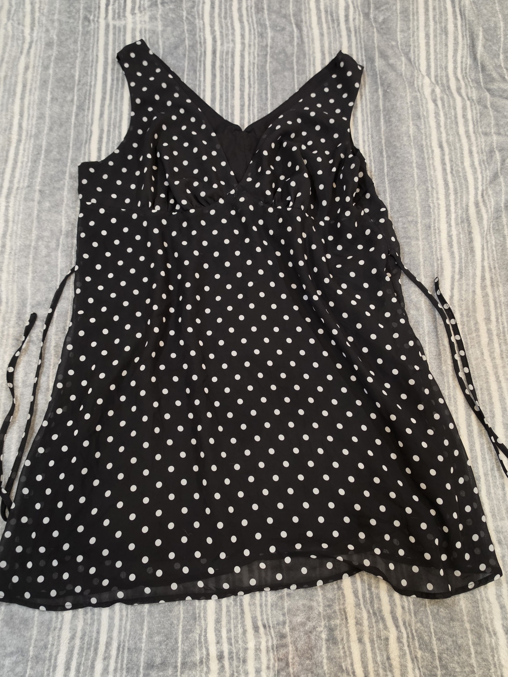 Black Polka Dot V-Neck Women’s Dress